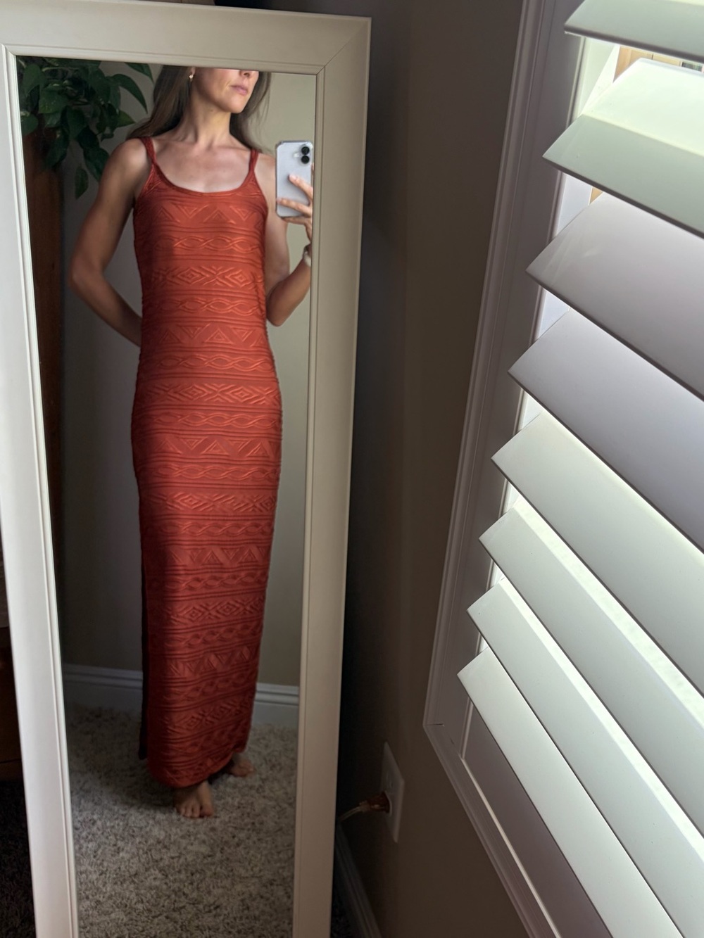 Newport News y2k Terracotta textured Stretchy maxi dress size 6